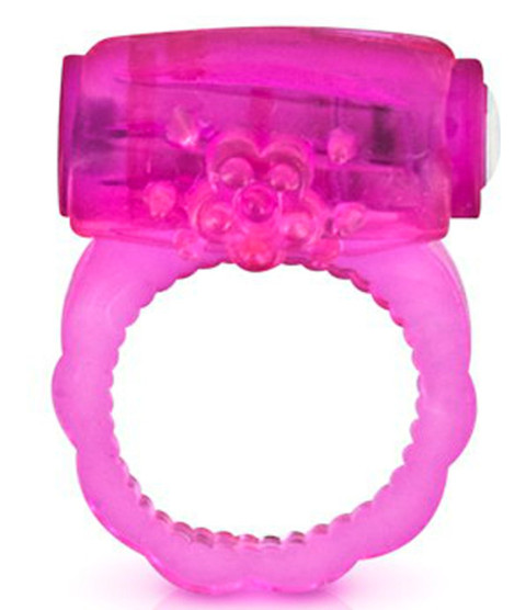 Cockring rose vibrant avec stimulation du clitoris - CC570041